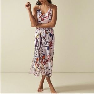 Reiss Adoria Snake Print Bird Floral MIDI Dress Split Open Back